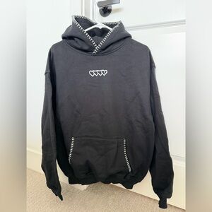 4Hearts Black Hoodie with White Stitching